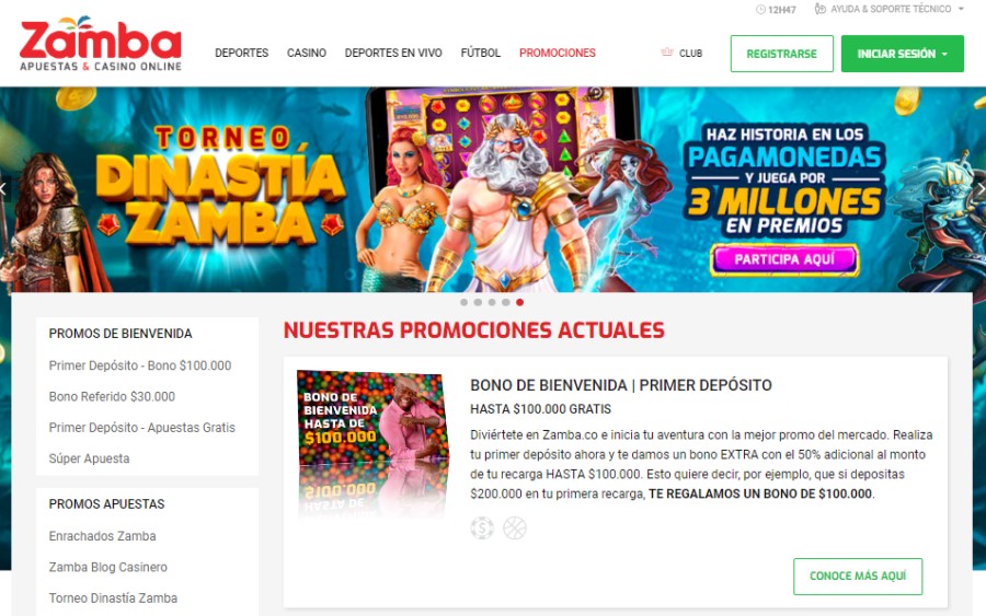 Bono de Bienvenida de Zamba Casino