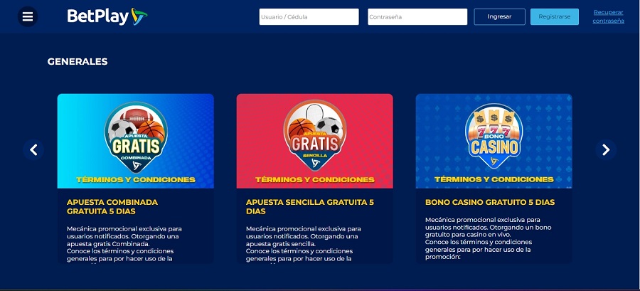 Promociones de Betplay Colombia
